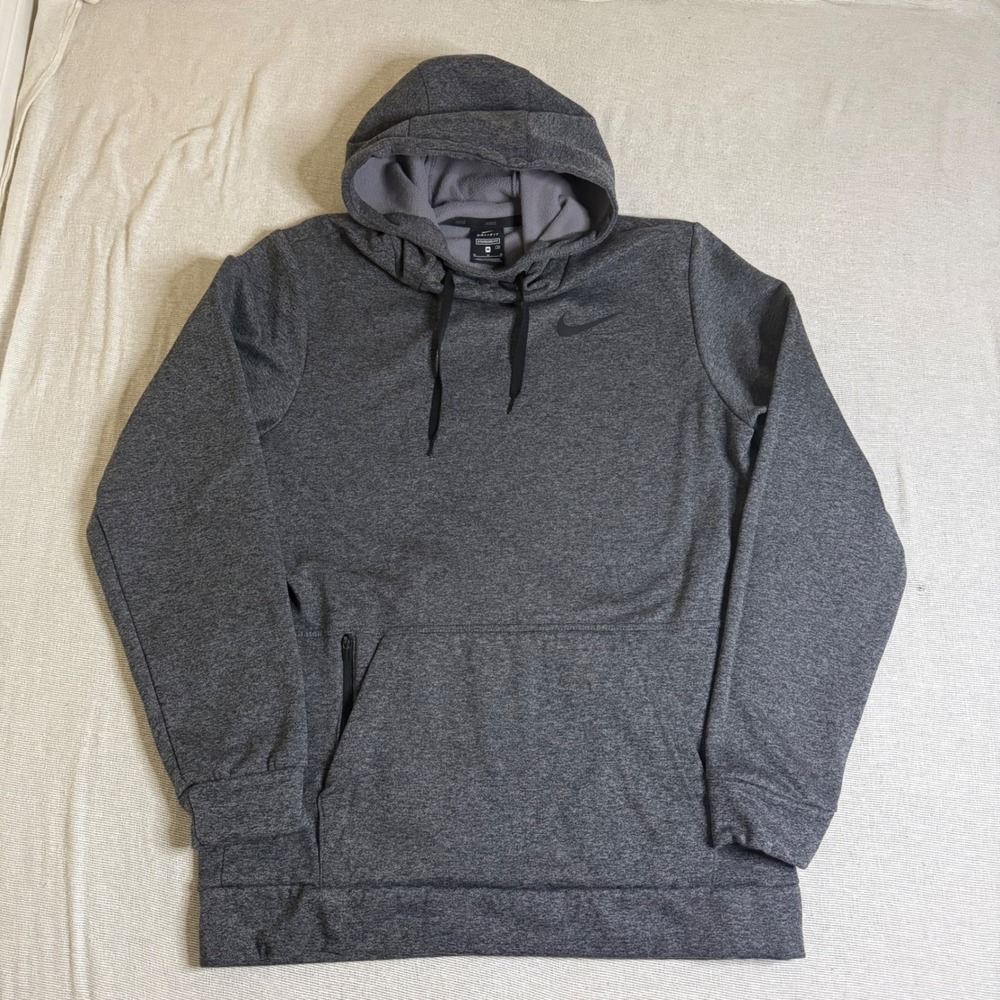 Nike Hoodie Men M Gray Dri-FIT Fleece Pullover CU6214-071